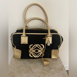 Loewe Suede Amazona Bag Handbag 31cm black Preloved